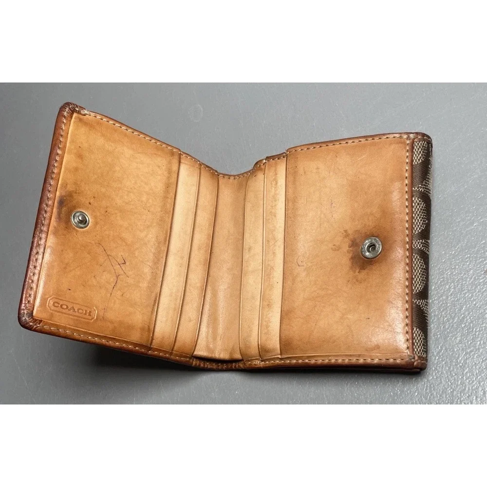 Vintage Coach‎ Canvas Leather Men's Signature Print Wallet